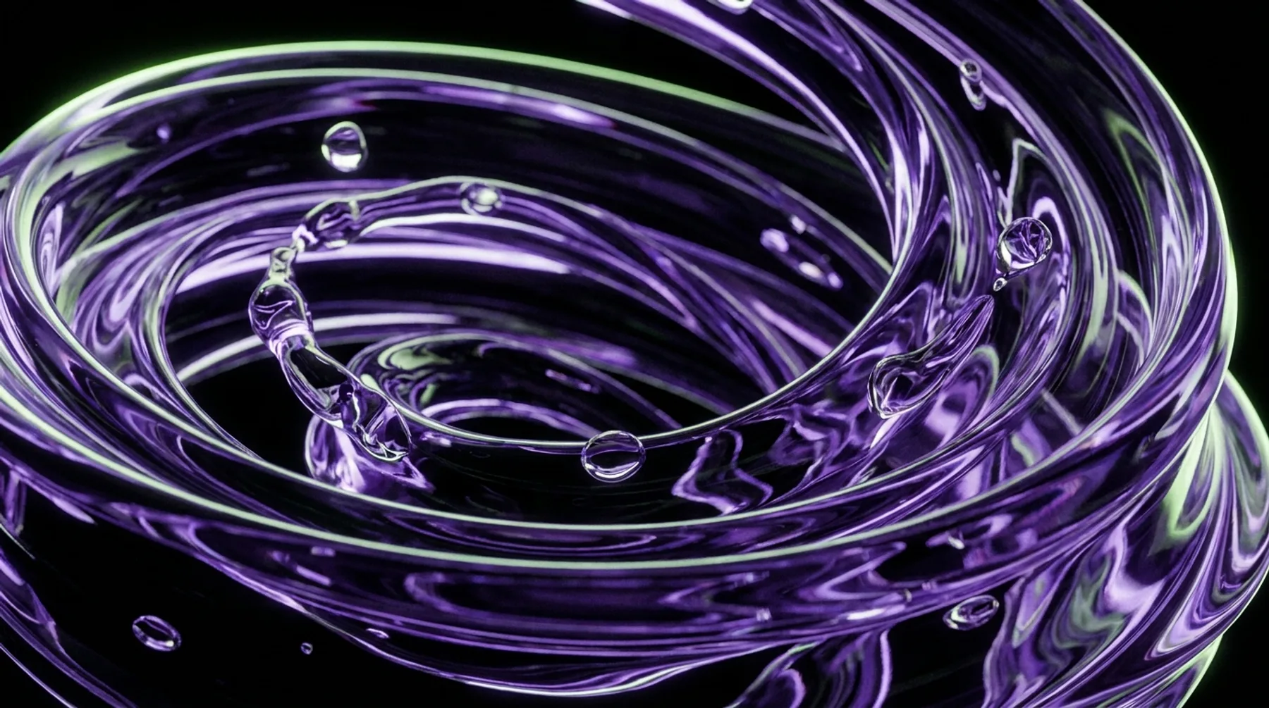 Violet liquid energy swirling into a spiral